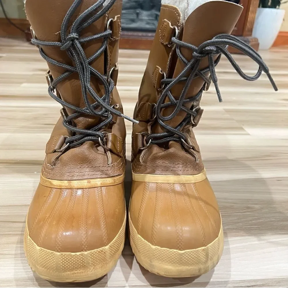 Sorel Manitou Leather and Wool Blend Inserts Winter Duck Boots Men’s 6